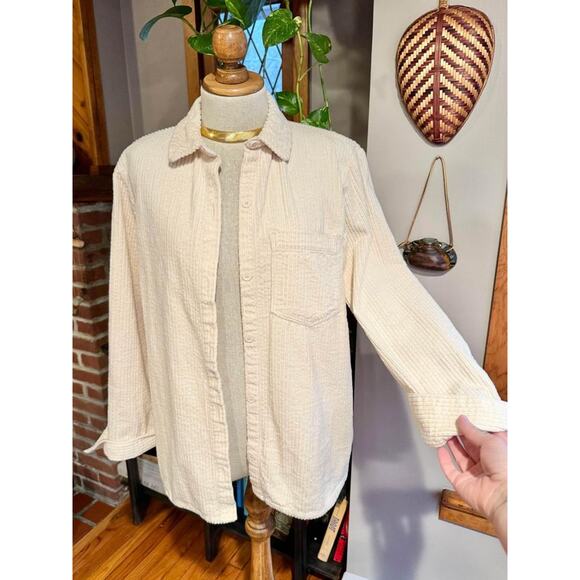 Cream Corduroy Button Up Shirt - Picture 4 of 7